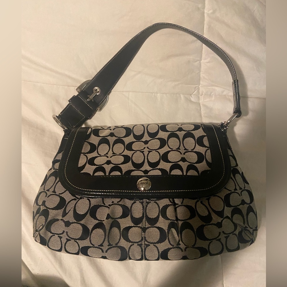 CUTE COACH never used before grey gray and black with logo purse shoulder bag